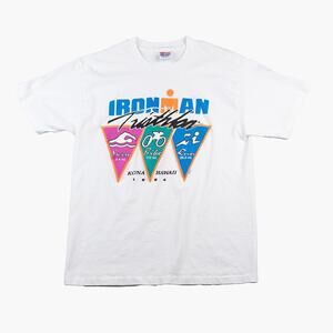 Vintage 1994 Ironman Triathlon Kona Hawaii Graphic T Shirt Adult Large USA Made